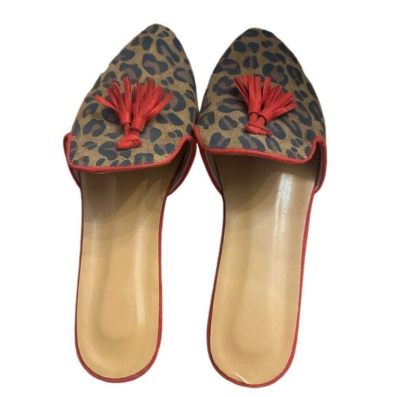 Leopard and Red Tassel Slides Sz 39/8 - Picture 3 of 6